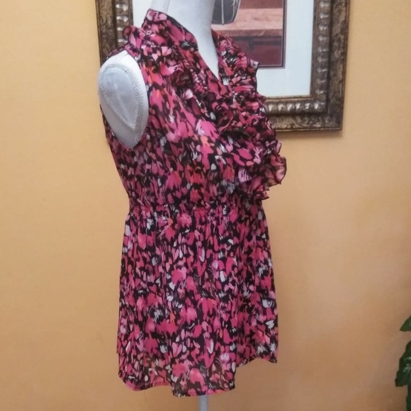 Nue Options Womens Ruffle Front Button Sheer Top - Picture 6 of 6